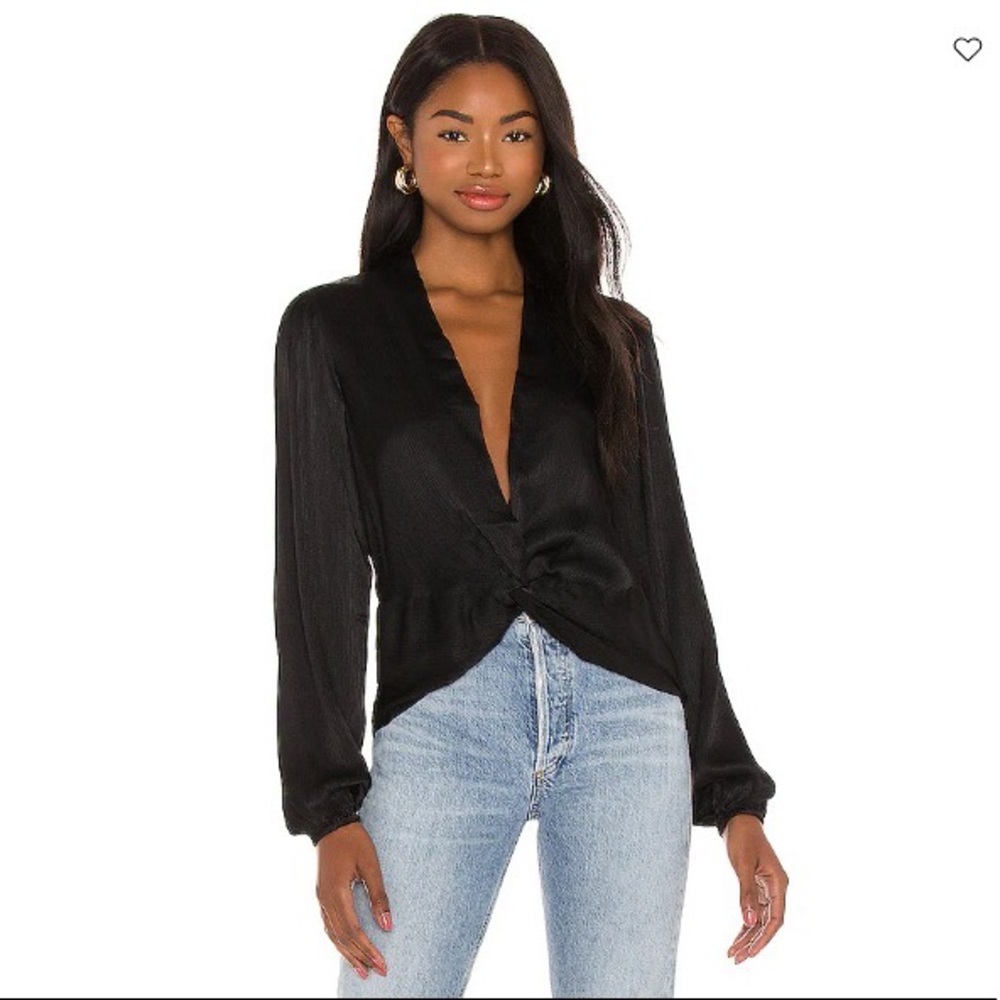Bobi Black Sleek Textured Woven Top